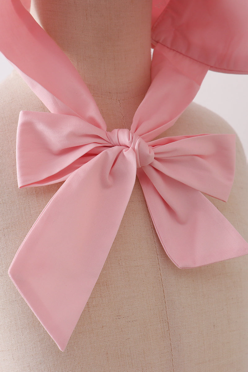 Pink ruffle bow bonnet