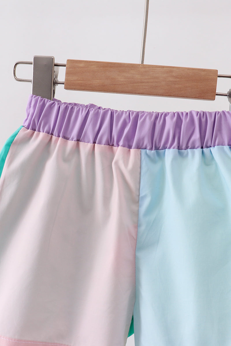 Multicolored colorblock shorts