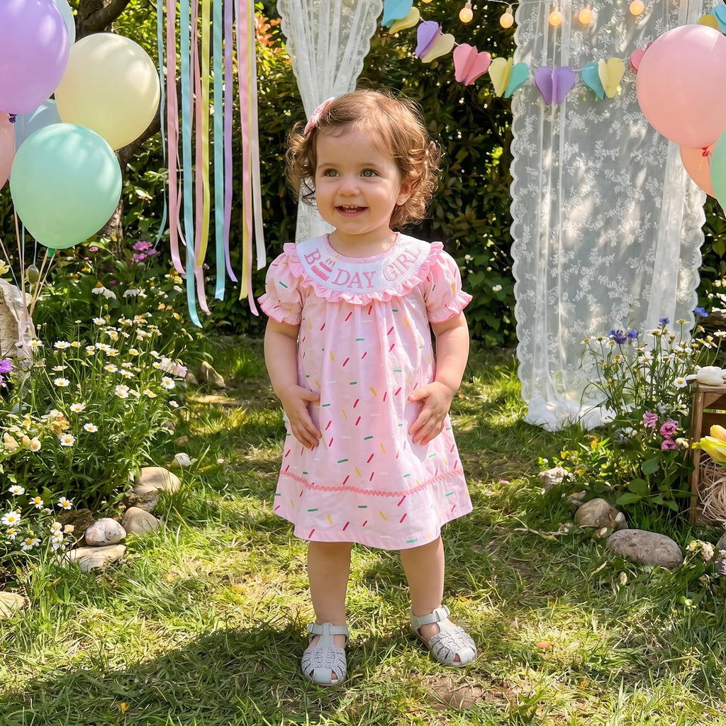Birthday Girl Outfit Toddler Smocked Birthday Dress B Day Dresses for Girls 2nd 3rd 4yr 5yr Birthday Gift