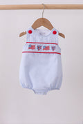 Blue stripe bow fireworks embroidery bubble
