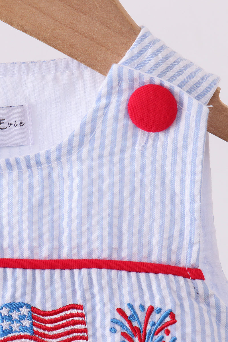 Blue stripe bow fireworks embroidery bubble