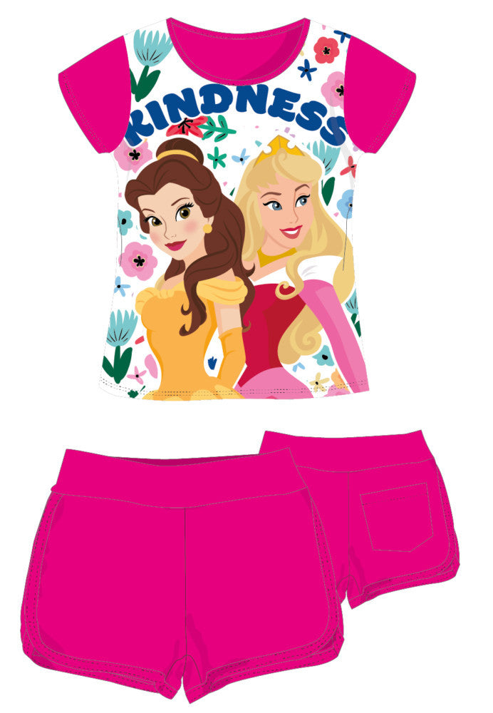 Disney Princesses cotton summer ensemble - t-shirt and shorts set - pink - 110