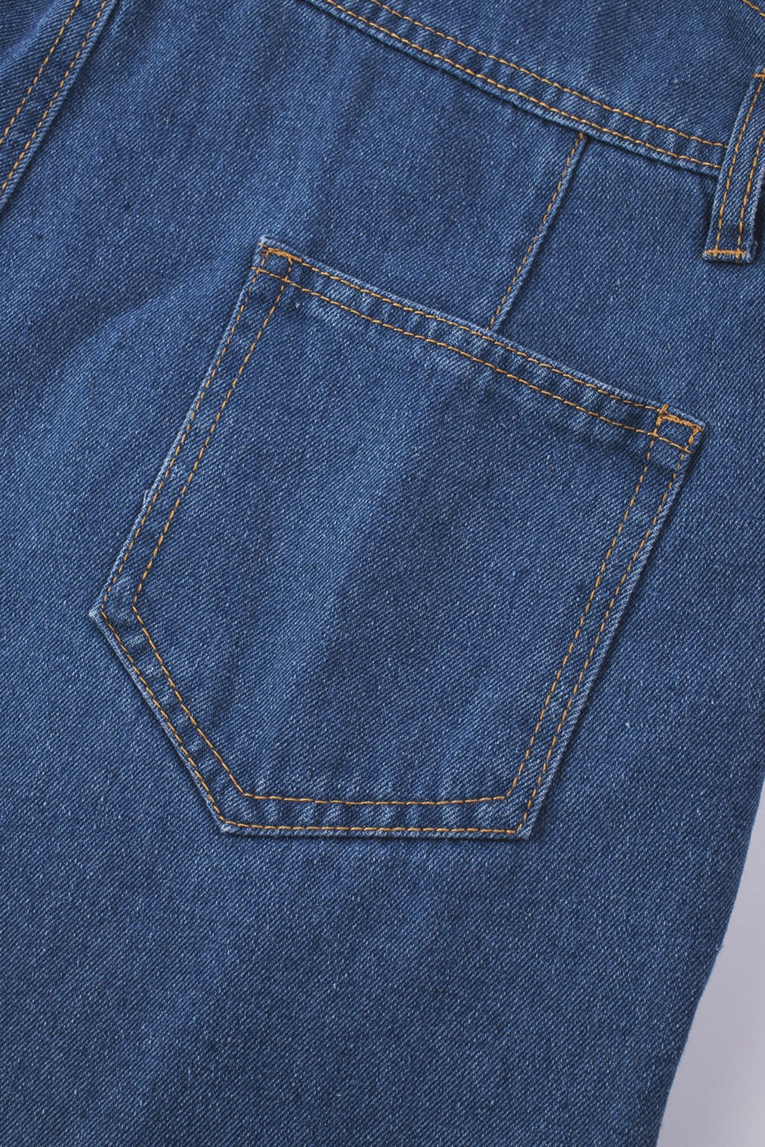 Light Blue Retro Bib Pocket Buckle Straps Casual Denim Jumpsuit