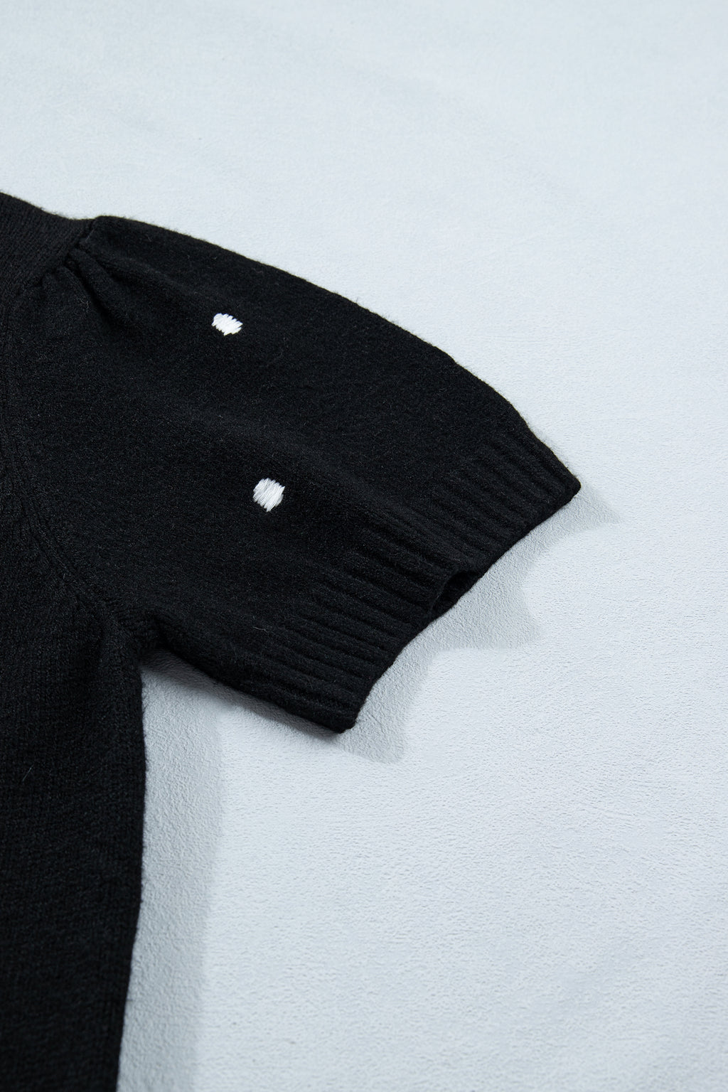 Chestnut Elegant Polka Dot Bubble Short Sleeve Sweater